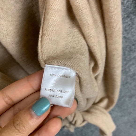 Garnet Hill Cashmere Women's Beige Knit Tie Front Cardigan Sweater Size M - Picture 9 of 10